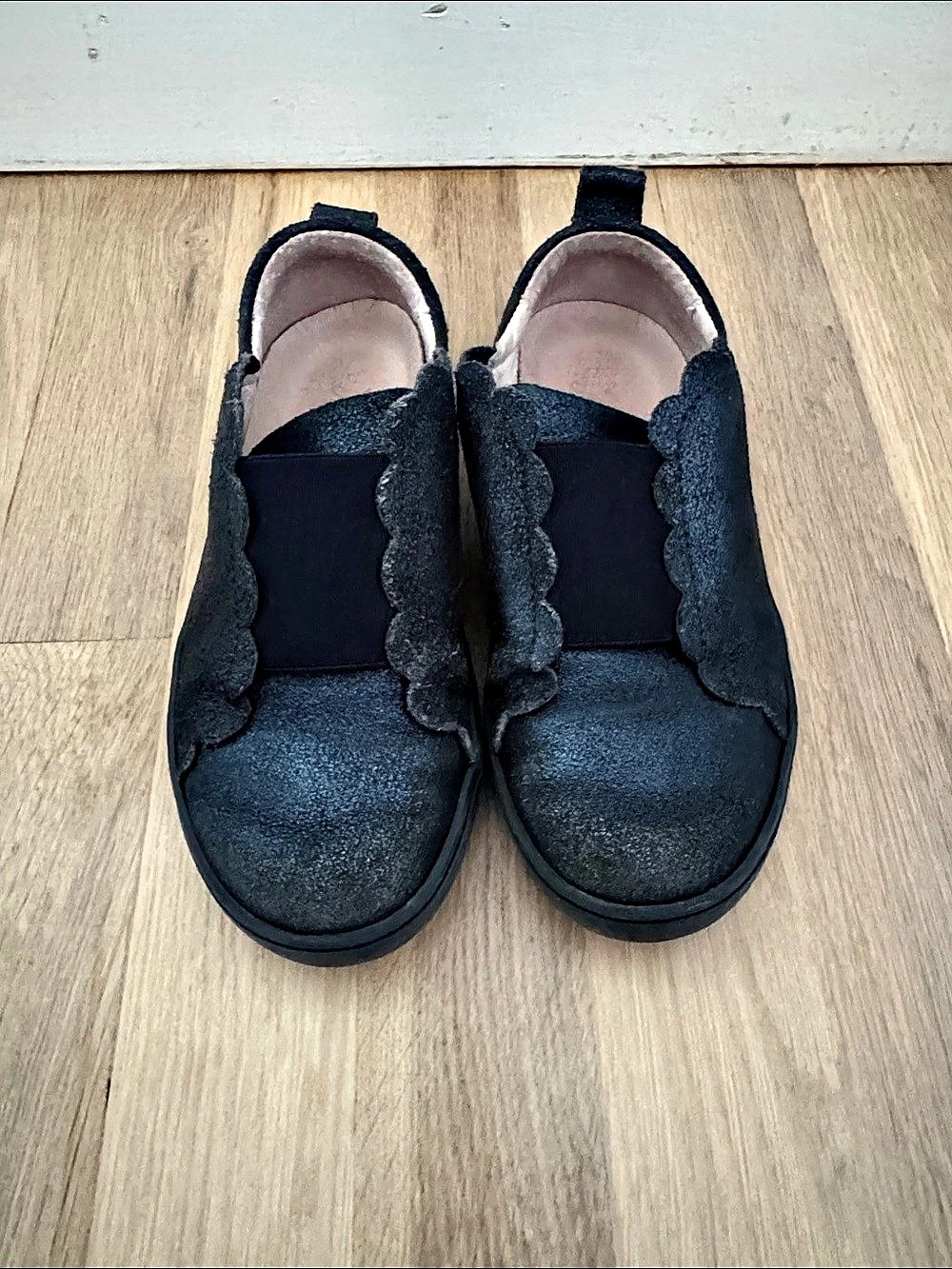 Jacadi Navy Glitter Scalloped Sneakers 30
